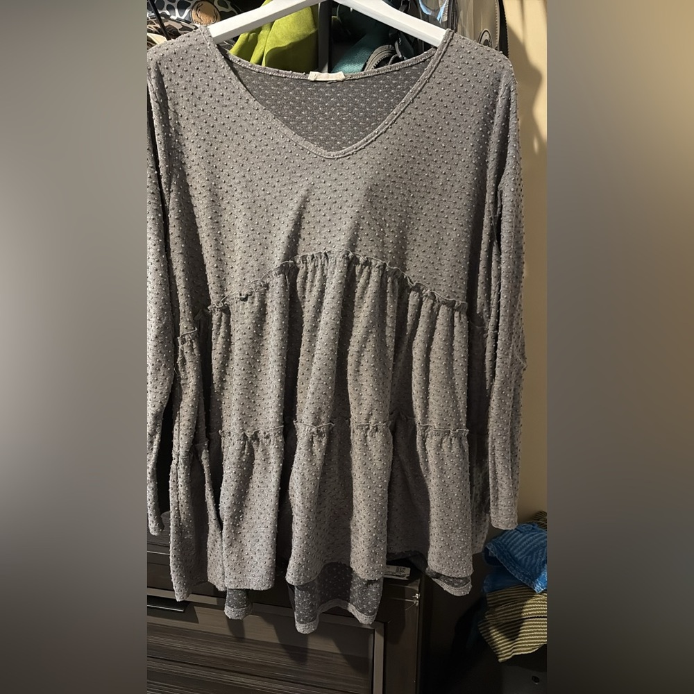 Oddi Gray Textured Women's Top